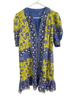 Elie Tahari Yellow & Blue Floral Mini Dress